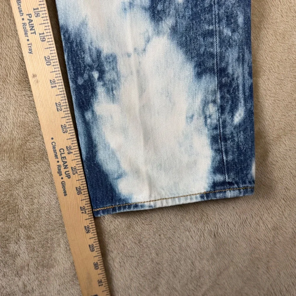 Levis 501 Mens Custom Bleach Splatter Jeans Straight Leg Blue White W33 L30